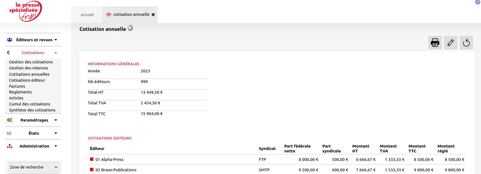 FNPS : Application métier dédiée